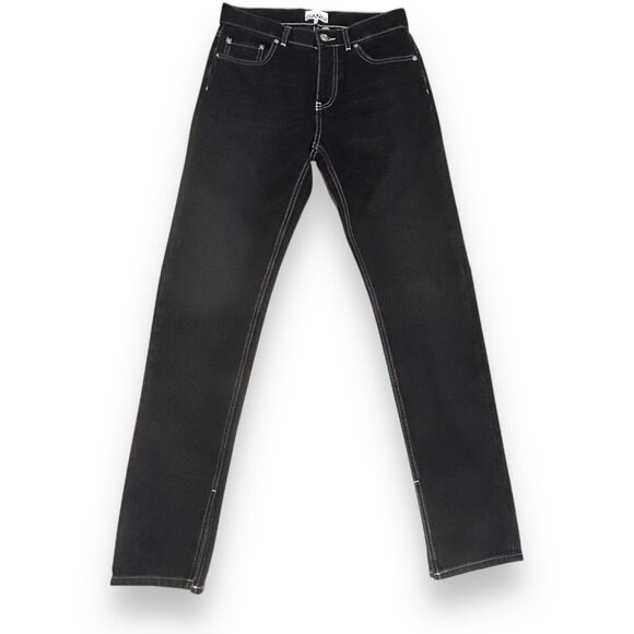 GANNI Sheldon Black Slit Hem Straight Leg Jeans Cotton Size 28 x32 Classic Denim - Picture 12 of 12